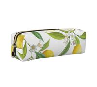 Fresh Tropical Lemons Leather Pencil Case Stationery Bag Pen Holder for Work & Office Zippered Pen Pouch