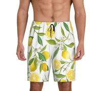 Fresh Tropical Lemons Men'S 1-Pack Sleep Shorts Loungewear With Side Pockets, Breathable Fit, Available In Big.