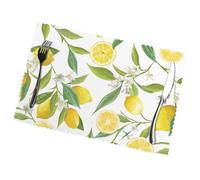 Fresh Tropical Lemons Placemats Set Of 6.Heat-Resistant,Washable And Reusable. Table Mat For Indoor And Outdoor Use.30x45cm.