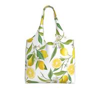 Fresh Tropical Lemons Print Canvas Tote Bags for Women Reusable Grocery Bag Large Gym Canvas Cloth Pouchportable Shopping Handbag