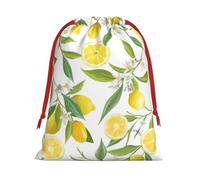 Fresh Tropical Lemons Print Drawstring Gift Bags For Christmas,Holiday Party Gift Wrapping Bag Assorted Sizes
