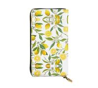 Fresh Tropical Lemons Print Leather Long Clutch Wallet – Fashionable Personalized Wallet, Multiple Card Slots, Gift Ready, Black, One Size
