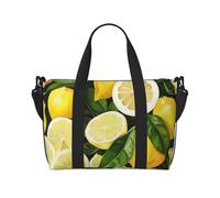 Fresh Tropical Lemons Print Travel Duffel Bag, Lightweight Water-Resistant Weekender Spacious Gym & Travel Bag for Men, Women & Teens