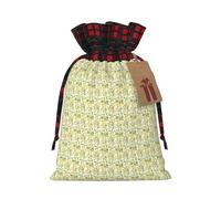 Fresh Tropical Lemons Print Xmas Drawstring Reusable Gift Bag Festive Packaging For Christmas Wrapping Needs