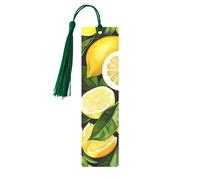 Fresh Tropical Lemons Printed Metal Bookmarks S - Dark Green Lightweight Aluminium Book Marker for Books, Journals & Gifts, Ideal Book Lovers, Holiday Decor & Crafts