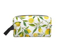 Fresh Tropical Lemons Printed Toiletry Storage Bag, Large Capacity Organizer Pouch for Power Bank and Cables Use