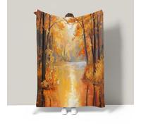 Fresh tropical vibes Flannel Blanket,Soft Fleece Throw with Autumn birch leaves Print,Reversible Design with Solid Colour Back,Cozy Warm Blanket for All Seasons,Ideal for Sofa or Camping,260x220cm