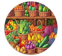 Fresh Vegetable Fruit Market 1000 Piece Jigsaw Puzzle Round Paper Adults Colorful Produce