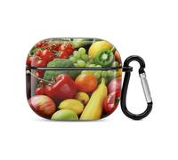 Fresh Vegetables Fruits Bluetooth Earbuds Case Cover Full Body Shockproof Protection Hard Case Support Wireless Charging with Keychain Personalized Gift for AirPods 3
