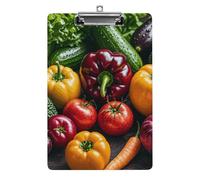 Fresh Vegetables Fruits Clipboard, A4 Acrylic Clipboard with Hanging Hole, Ultra-Light Clip Board - Holds 100 Sheets, Shatterproof Document Holder for Office, 12.5" X 8.5"