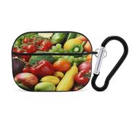 Fresh Vegetables Fruits Earbuds Organizer Shockproof Protective Airpods Pro Cover with Carabiner Clip Anti Fall Carrying Earphone Case Cover for Airpods Pro 2nd Generation Black