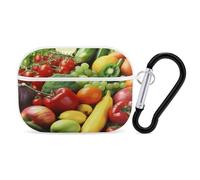 Fresh Vegetables Fruits Earbuds Organizer Shockproof Protective Airpods Pro Cover with Carabiner Clip Anti Fall Carrying Earphone Case Cover for Airpods Pro 2nd Generation White