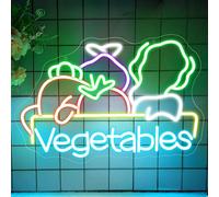 Fresh Vegetables Neon Sign, LED Vegetables Neon Lights for Wall Art Decor, Light Up Signs USB Powered for Store Retail Shops Market Mall Grocery Farmhouse Bars Party