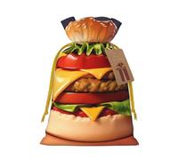 Fresh Vegetables Print Christmas Burlap Drawstring Gift Bags Reusable Gift Bags, Holiday Packaging With Rustic Charm