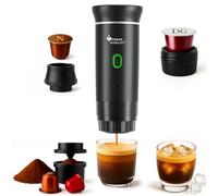 FRESH VITALITY 3-in-1 Portable Espresso Maker - Compact Coffee Machine for Travel | Compatible with Ground Coffee, Large & Small Capsules | Self-Heating, USB-C, Ideal for Camping, Office & Home