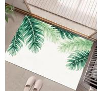Fresh Watercolor Style Tropical Palm Leaves Door Mats Indoor 90 x 150 cm, Non Slip Front Door Mat Inside, Low Profile Inside Doormat, Easy to Clean Doormat, Floor Mat For Entryway, Patio, Green