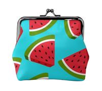 Fresh Watermelon, PU Leather Coin Purse, Small Wallets, Change Pouch with Kiss Lock Clasp Buckle, Change Purse