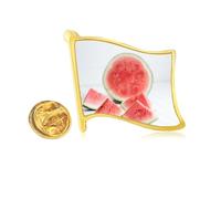 Fresh Watermelon Summer Fruit Picture Golden Metal Flag Lapel Pin Badge