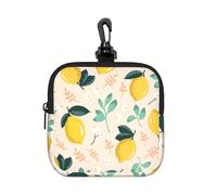 Fresh Yellow Lemons Summer Fruits, Coin Purse Square Zipper Storage Bag, Change Pouch with Lobster Buckle Clasp Buckle, Change Purse