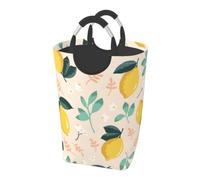 Fresh Yellow Lemons Summer Fruits, Laundry Hamper, Collapsible Laundry Basket Large Durable Storage Bin with Handles 50L