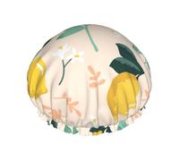 Fresh Yellow Lemons Summer Fruits,Shower Cap Nightcap Double Layer Waterproof Elastic Bath Cap Reusable Hair Cap