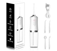 FreshBrite AquaSmile Pro - Ultimate Oral Care Water Flosser with 3 Customizable Modes, IPX7 Waterproof, USB Rechargeable - White - Transform Your Dental Routine into a Luxurious Experience