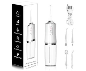 FreshBrite AquaSmile Pro - Ultimate Oral Care Water Flosser with 3 Customizable Modes, IPX7 Waterproof, USB Rechargeable - White - Transform Your Dental Routine into a Luxurious Experience