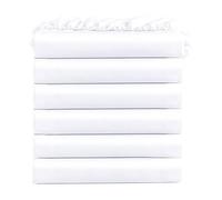 FreshCulture Full Fitted Sheets, Bulk Pack of 6, Deep Pocket, Soft Microfiber Bottom Sheets for Home, Salons, Hotels, Full Size Fitted Sheets Only (White)