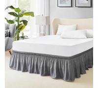 FreshCulture King Bed Skirt, Dust Ruffle for King Size Bed, Easy Fit with 15-Inch Tailored Drop, Elastic Wrap Around Bed Skirt King Size, Hotel Quality Bed Skirts for Adjustable Bed (Dark Grey)
