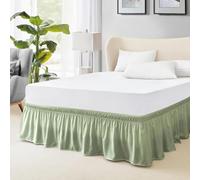 FreshCulture King Bed Skirt, Dust Ruffle for King Size Bed, Easy Fit with 15-Inch Tailored Drop, Elastic Wrap Around Bed Skirt King Size, Hotel Quality Bed Skirts for Adjustable Bed (Sage Green)