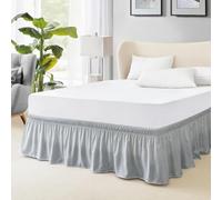 FreshCulture King Bed Skirt, Dust Ruffle for King Size Bed, Easy Fit with 18-Inch Tailored Drop, Elastic Wrap Around Bed Skirt King Size, Hotel Quality Bed Skirts for Adjustable Bed (Light Grey)