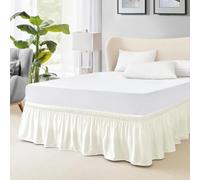 FreshCulture King Bed Skirt, Dust Ruffle for King Size Bed, Easy Fit with 22-Inch Tailored Drop, Elastic Wrap Around Bed Skirt King Size, Hotel Quality Bed Skirts for Adjustable Bed (Ivory)