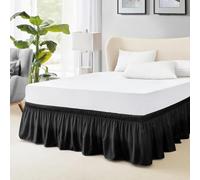 FreshCulture King Bed Skirt, Dust Ruffle for King Size Bed, Easy Fit with 22-Inch Tailored Drop, Elastic Wrap Around Bed Skirt King Size, Hotel Quality Bed Skirts for Adjustable Bed (Black)