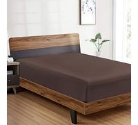 FreshCulture King Fitted Sheet Only - Hotel Quality Fitted Sheet King Size - Ultra Soft & Breathable - Brushed Microfiber - Deep Pocket - Cooling Fitted Sheets for King Size Bed (Brown)