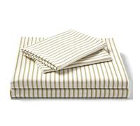 FreshCulture Printed Bed Sheets - Ultra Soft Queen Sheet Set - Brushed Microfiber Bedding Sheets - Deep Pockets up to 16'' - Easy Care - Hotel Luxury 4 Piece Stripe Sheets Queen, Stripe Beige