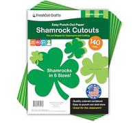 FreshCut Crafts | 140 Pieces Shamrock Cutouts, 2-Sided US Made Card Stock Punch Out Green Shamrocks for St. Patrick’s Day Green Lucky Irish Clover Bulletin Board Decoration