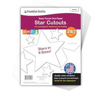 FreshCut Crafts | 240 Pieces Star Cutouts, 2-Sided US Made Card Stock Punch Out White Stars for Bulletin Boards, Classroom Decor, DIY Craft Projects, Party Decoration