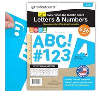 FreshCut Crafts 636 Pcs 1.5 in. Blue Bulletin Board Letters & Numbers, Capital Alphabet, Numbers, Punctuation, US Made Card Stock Punch Out Letters for Posters, Bulletin Boards, Classroom