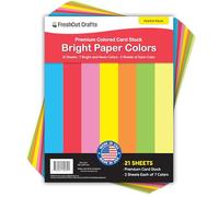 FreshCut Crafts Bright Paper Colors, 21 Cardstock Sheets in 7 Neon & Bright Colors, Double-Sided, Acid-Free, Made in USA for DIY, Scrapbooking & Classroom Crafts