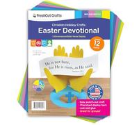 FreshCut Crafts Easter Devotional Matthew 28:6 "He is Risen Punch-Out Paper Bible Craft Kit 12 Pack: Creative Easter Verse & Color Creation Ideas for Children's School Projects, Home & Church Events