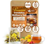 FreshDrinkUs,15 Dandelion Wolfberry Tea Bag, 7 Herbal Ingredients, Traditional Recipe Tea for Kidney & Liver, Natural Dandelion, Wolfberry, Gardenia, Cassia Seed, Chrysanthemum, Licorice, Orange Peel