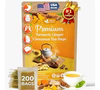 FreshDrinkUS, 200 Tea Bags Turmeric Ginger Cinnamon, 100% Natural, Hand-made Blend of Turmeric, Ginger, and Cinnamon.