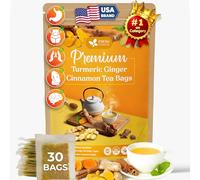 FreshDrinkUS, 30 Tea Bags Turmeric Ginger Cinnamon, 100% Natural, Hand-made Blend of Turmeric, Ginger, and Cinnamon.