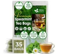 FreshDrinkUS, Premium 35 Spearmint Tea Bags, 100% Natural. Loose Leaf Herbal Tea. No Sugar, No Caffeine, No Gluten, Vegan.