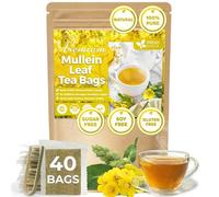 FreshDrinkUS, Premium 40 Mullein Leaf Tea Bags For Lung, 100% Natural & Pure from Mullein Leaves. Made with Natural Material Tea Bags. No Sugar, No Caffeine, No Gluten, Vegan.