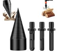 Fresheight Wood Log Splitter Firewood Drill Bit, Wood Splitting Drill Bit Set, Heavy Duty Log Splitter Drill Bits with 3 Drilling Handles, Electric Drills Screw Cone Driver Tools (42mm)