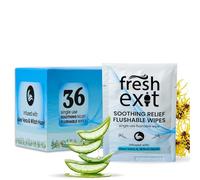 FreshExit Flushable Hemorrhoid Wipes - 36 Count - Individually Wrapped with Witch Hazel & Aloe Vera, Large Discreet Travel Wipes for Adults, Soothing & Gentle on Skin