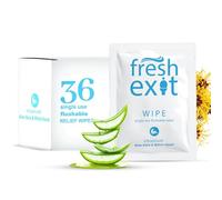FreshExit Flushable Hemorrhoid Wipes - 36 Count - Individually Wrapped with Witch Hazel & Aloe Vera, Large Discreet Travel Wipes for Adults, Soothing & Gentle on Skin