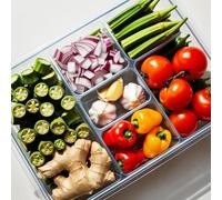 Freshfarm Okra Kit - Ready-to-Cook Vegetable Mix with Chopped Onion, Garlic, Tomatoes, Bell Peppers, Ginger & Green Chili Pepper