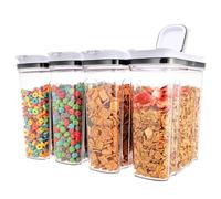 FreshKeeper Cereal Containers Storage Set, Airtight Food Storage Container with Lid 4L/135.2oz,4PCS BPA-FREE Plastic Pantry Organization Canisters for Rice Cereal Flour Sugar Dry Food in Kitchen
